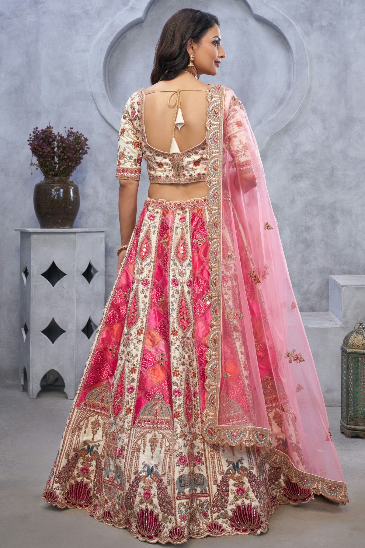 Pink Colour Organza Embroidery Lehenga Choli VSLC1111377