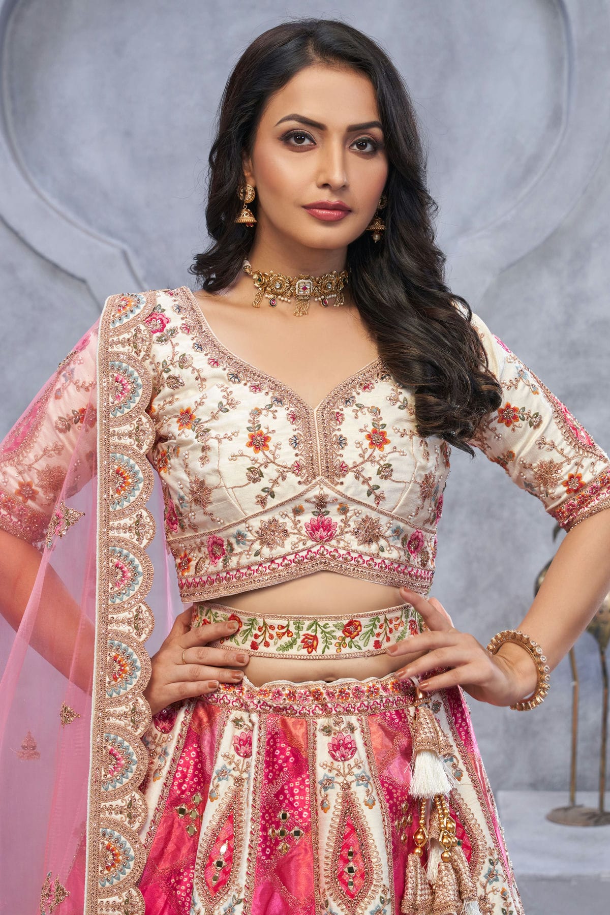 Pink Colour Organza Embroidery Lehenga Choli VSLC1111377