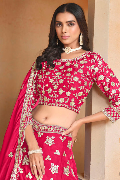 Pink Colour Organza Lehenga Choli