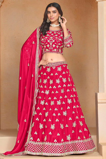 Pink Colour Organza Lehenga Choli