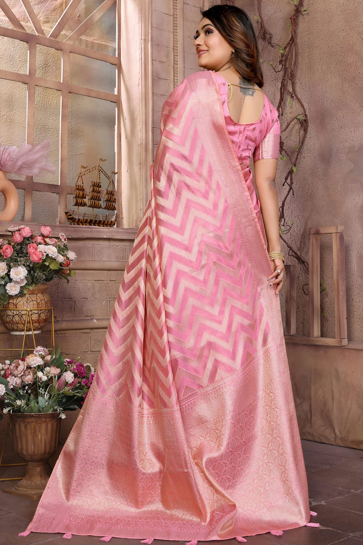 Pink Colour Organza Saree VSSD1112743