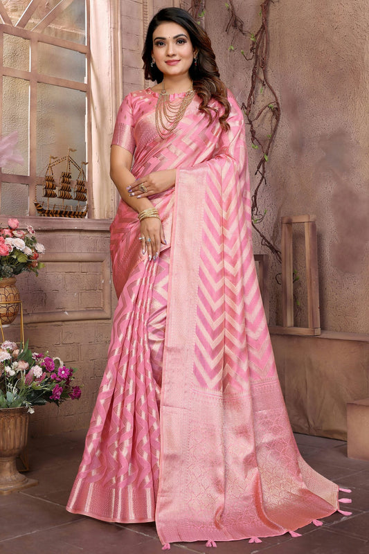 Pink-Colour-Organza-Saree-VSSD1112743