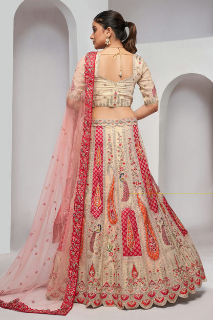 Pink Colour Organza Silk Lehenga Choli