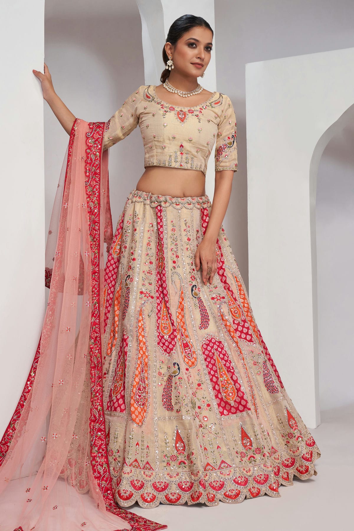 Pink Colour Organza Silk Lehenga Choli