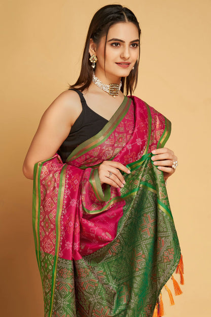 Pink Colour Patola Silk Saree