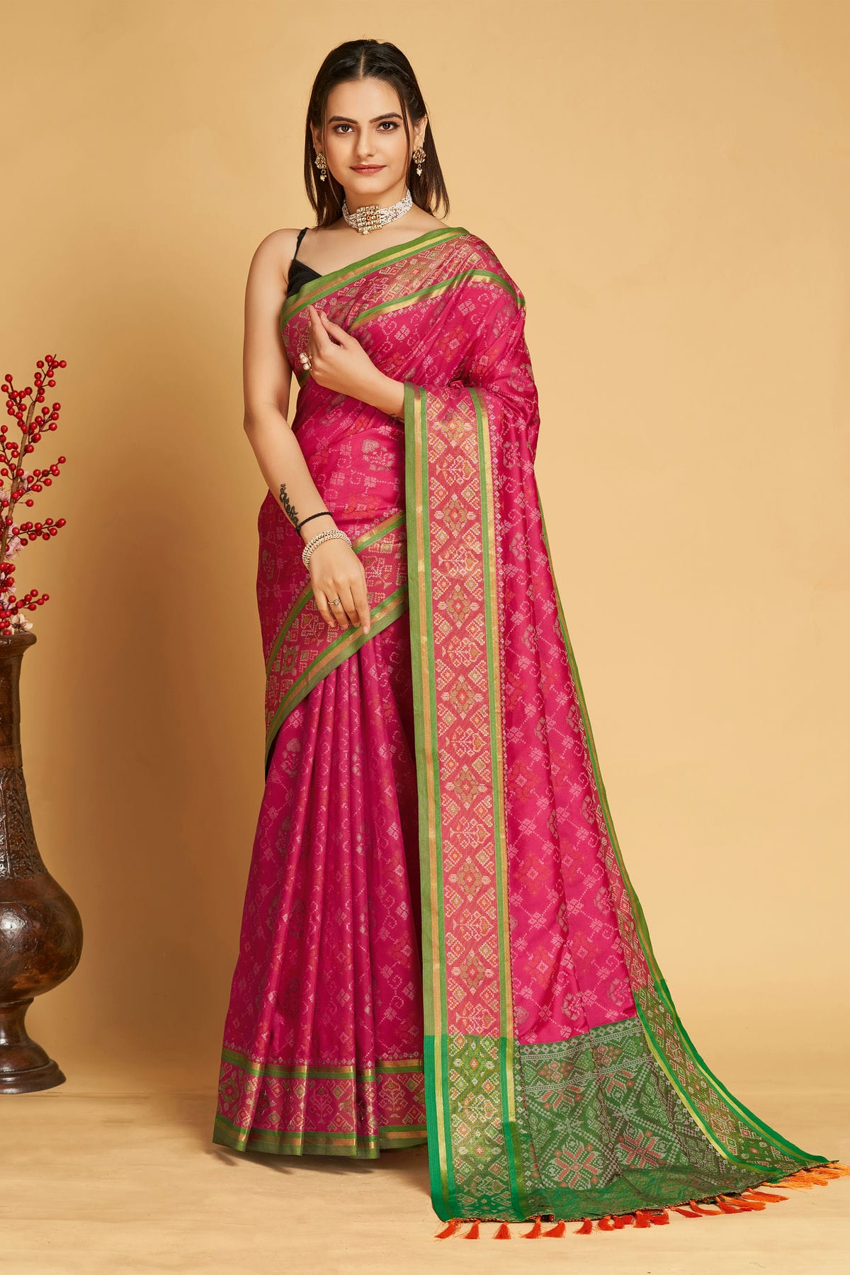 Pink Colour Patola Silk Saree