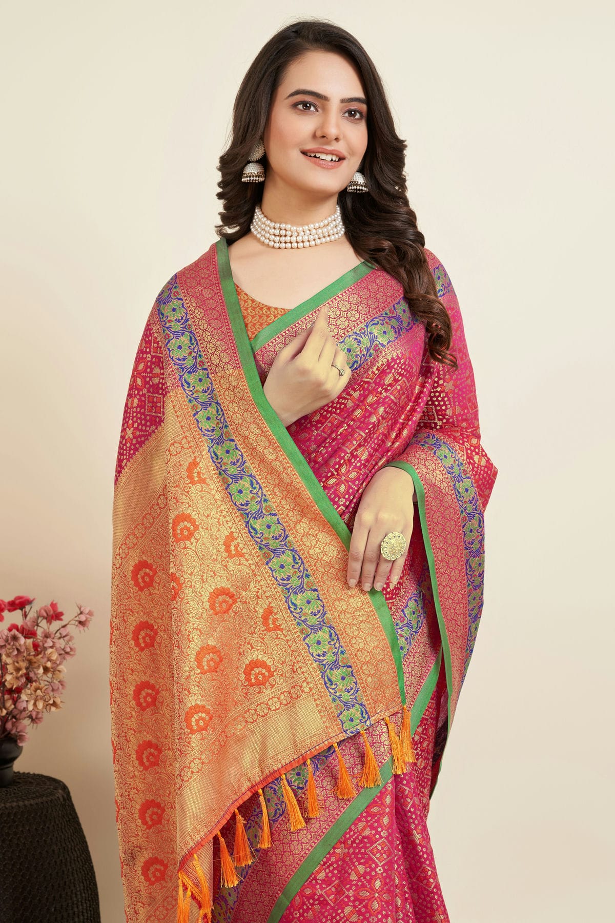 Pink Colour Patola Silk Saree