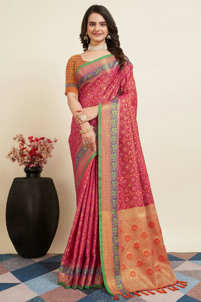 Pink Colour Patola Silk Saree