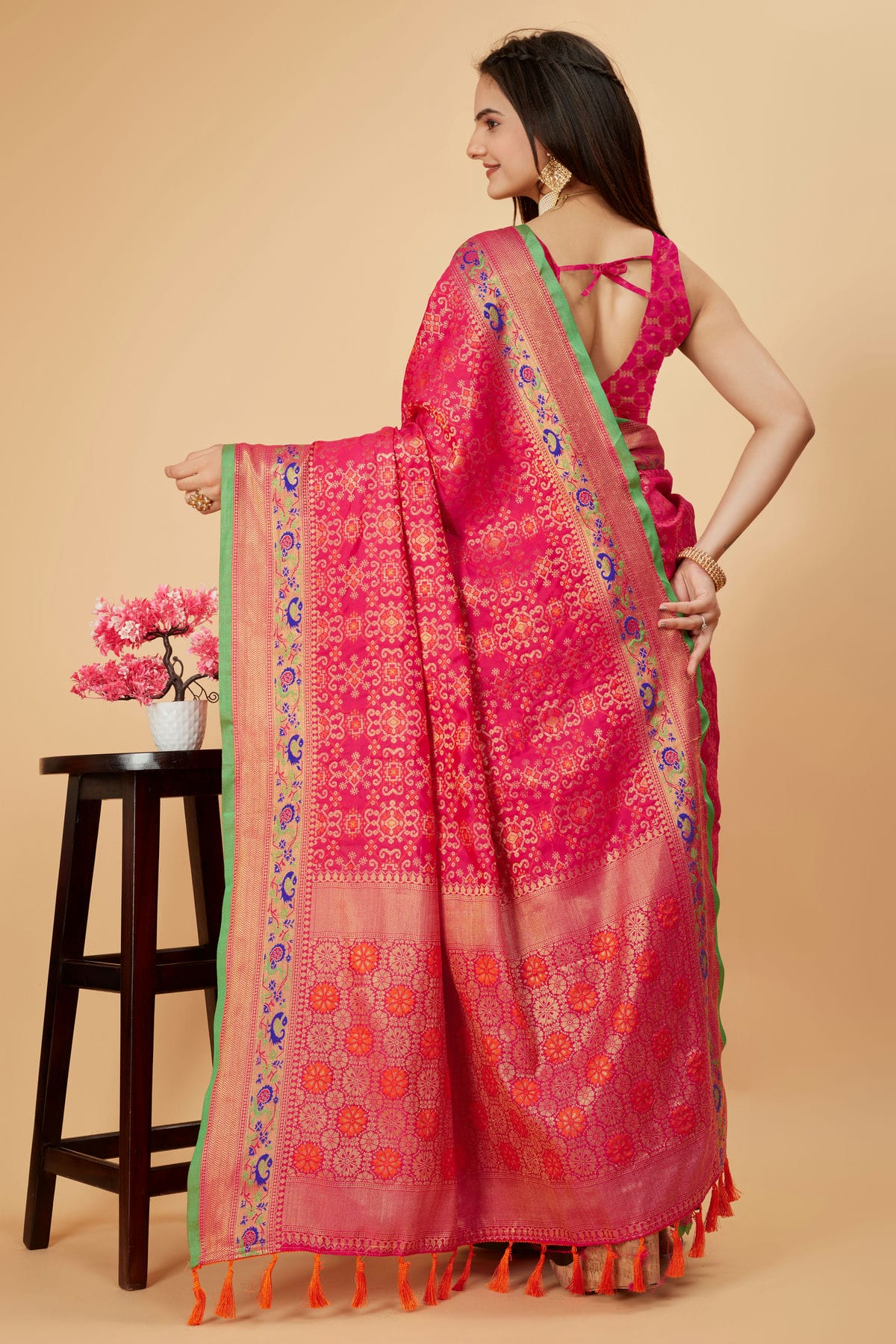 Pink Colour Patola Silk Saree