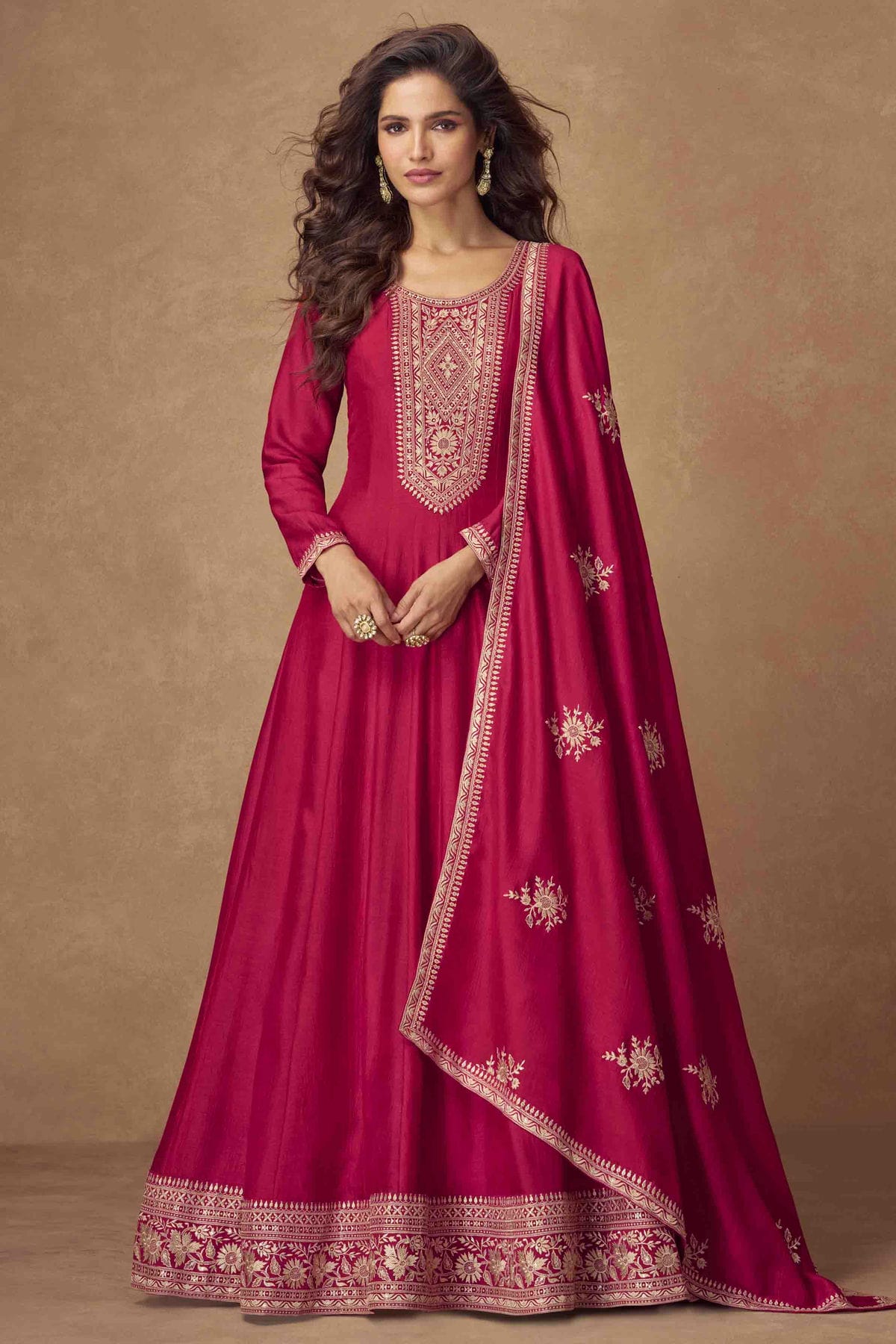 Pink Colour Premium Silk Gown VSGW1140802