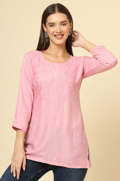 Pink Colour Rayon Readymade Top