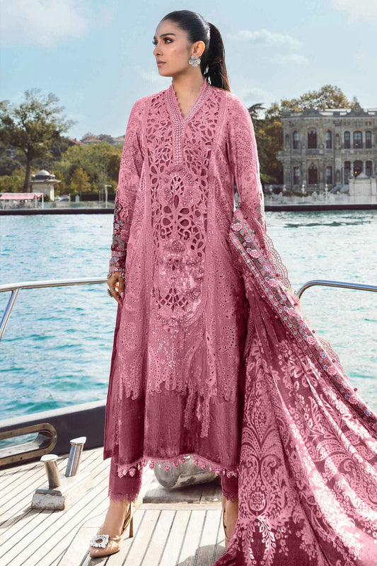 Pink Colour Rayon Semi Stitched Pakistani Suit