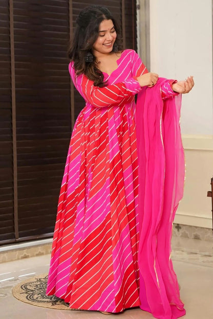 Pink Colour Rayon Stitched Gown VSGW1112316