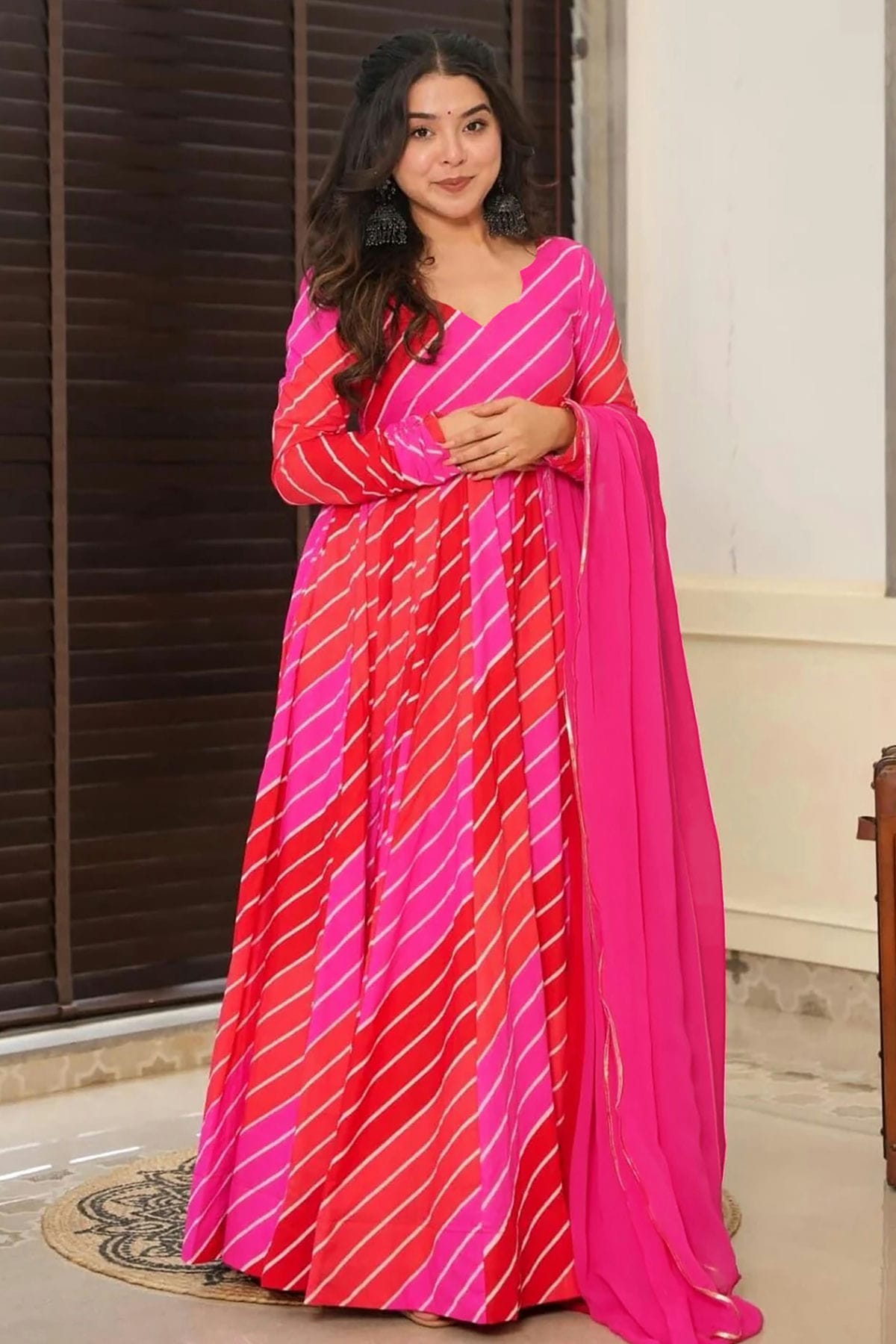 Pink Colour Rayon Stitched Gown VSGW1112316