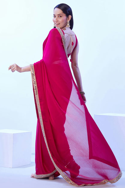 Pink Colour Satin Chiffon Designer Saree VSSD1112625