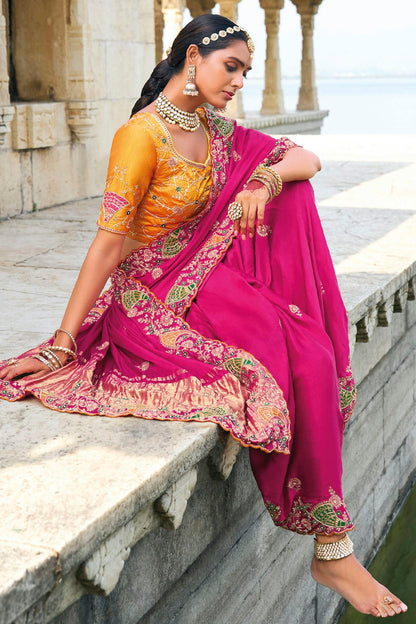 Pink Colour Satin Gajji Designer Saree