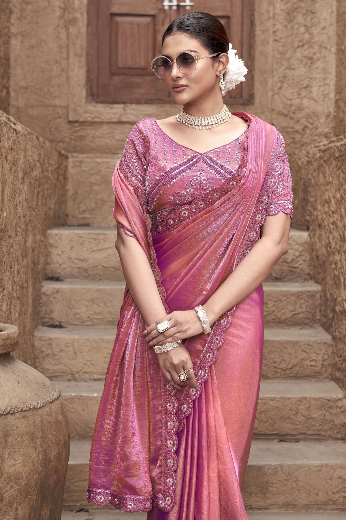 Pink Colour Satin Silk Designer Saree VSSD1112686