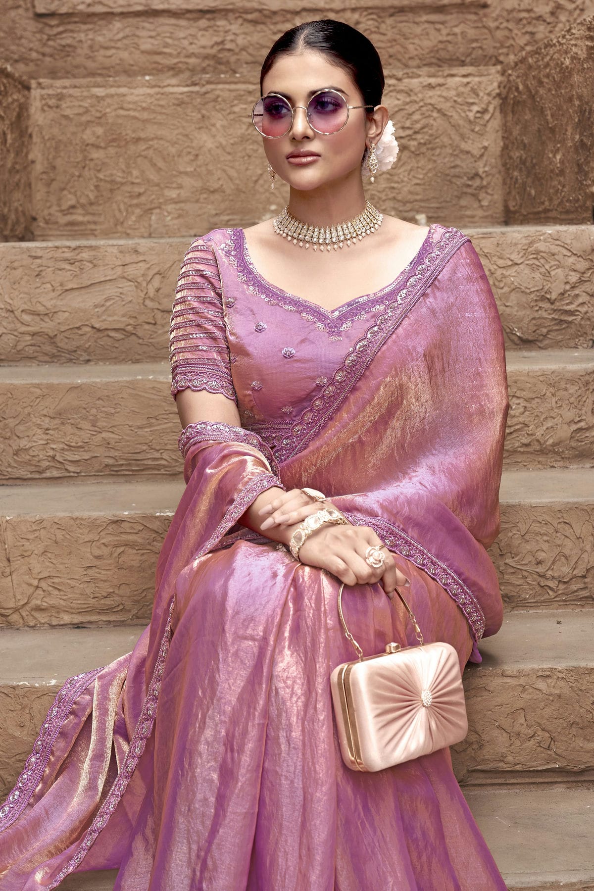 Pink Colour Satin Silk Designer Saree VSSD1112689