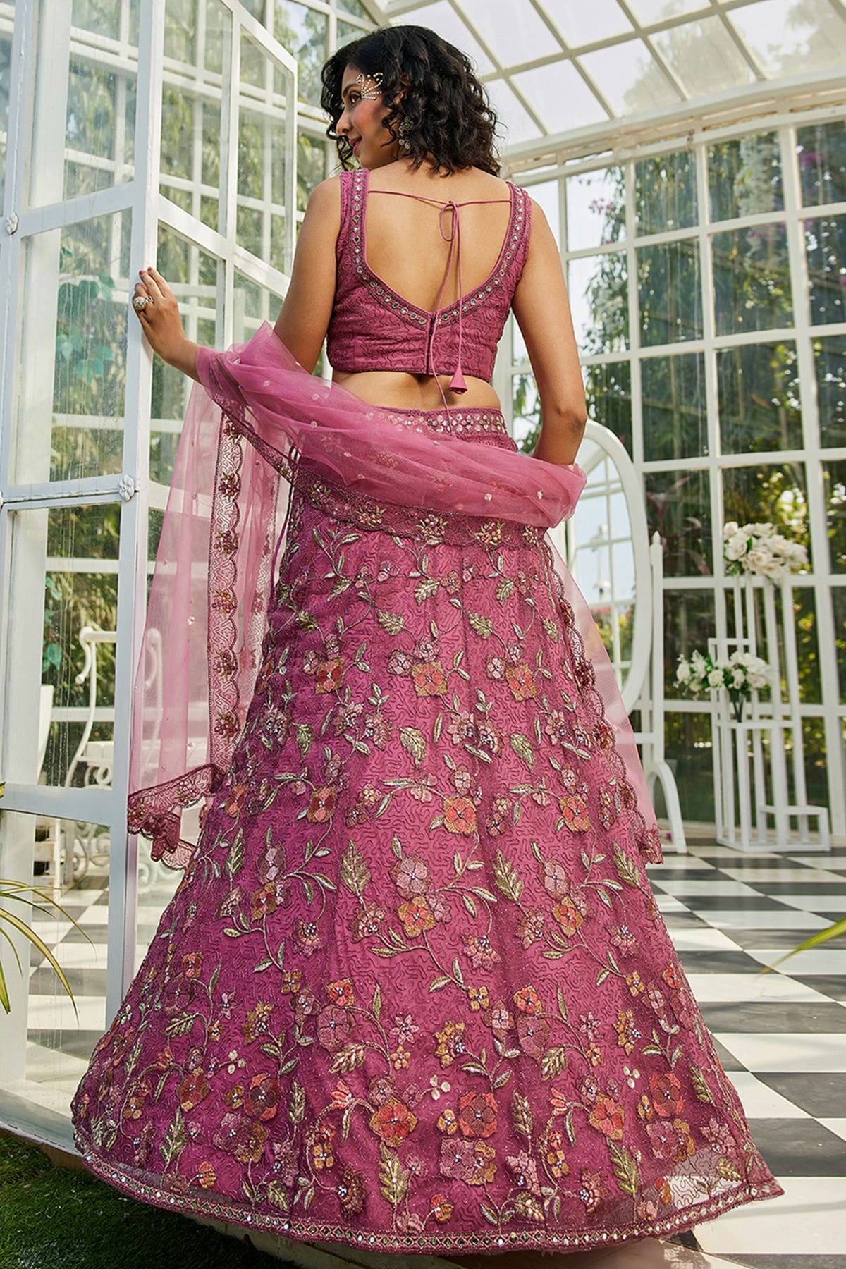 Pink Colour Semi Stitched Net Lehenga Choli VSLC1112540