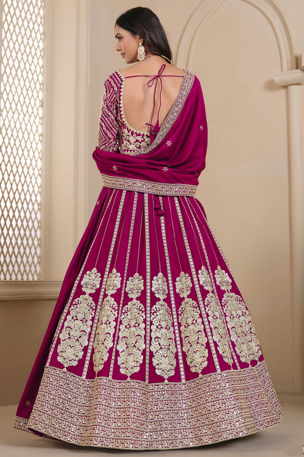 Pink Colour Semi Stitched Shimmer Art Silk Lehenga Choli VSLC1050676