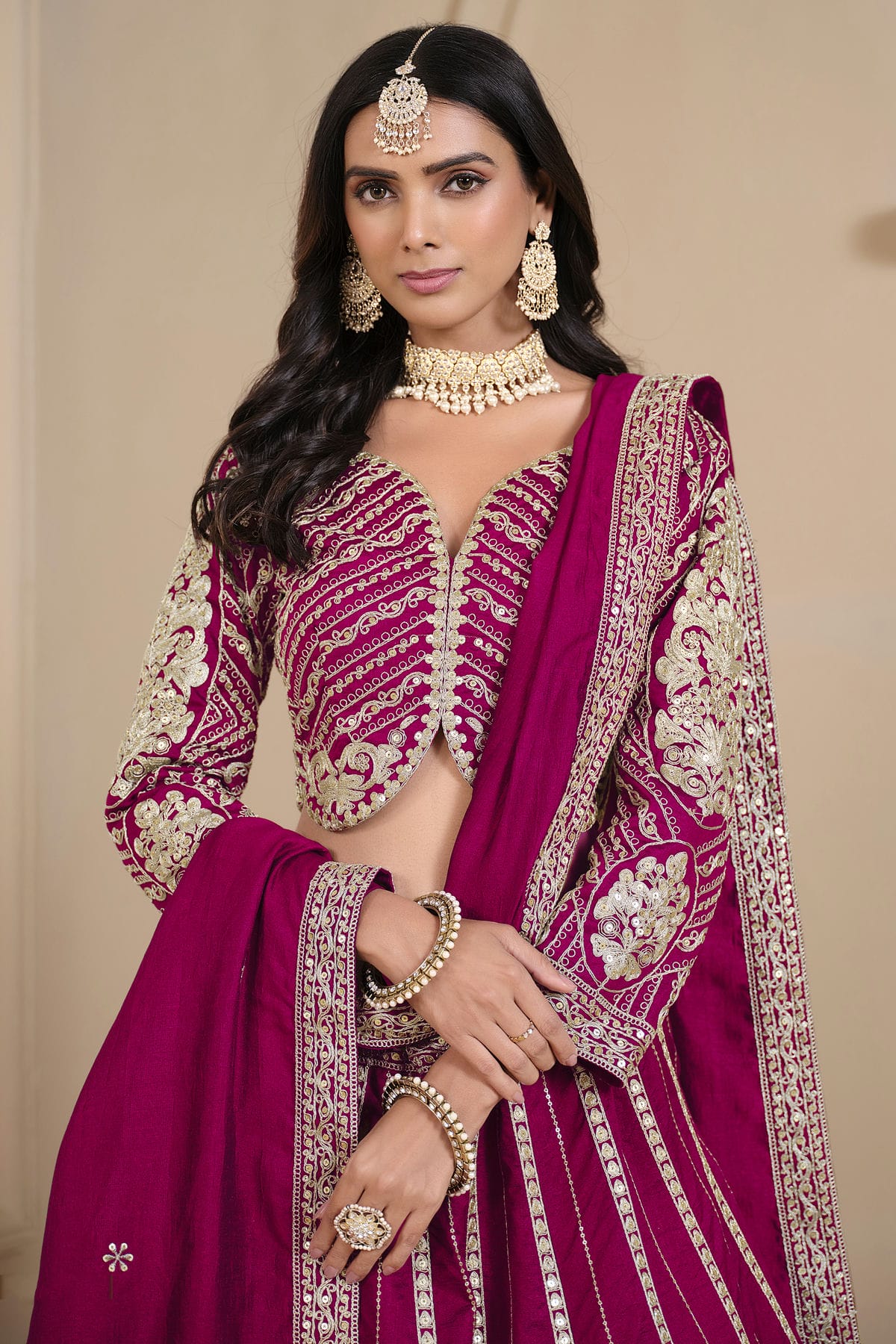 Pink Colour Semi Stitched Shimmer Art Silk Lehenga Choli VSLC1050676