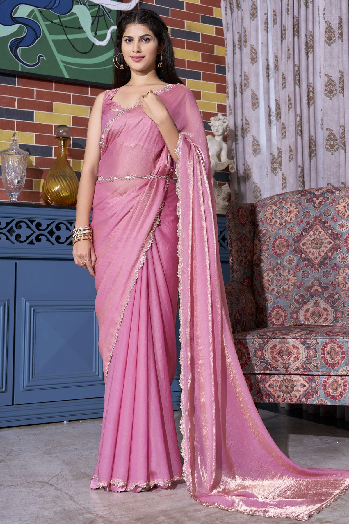 Pink Colour Silk Designer Saree