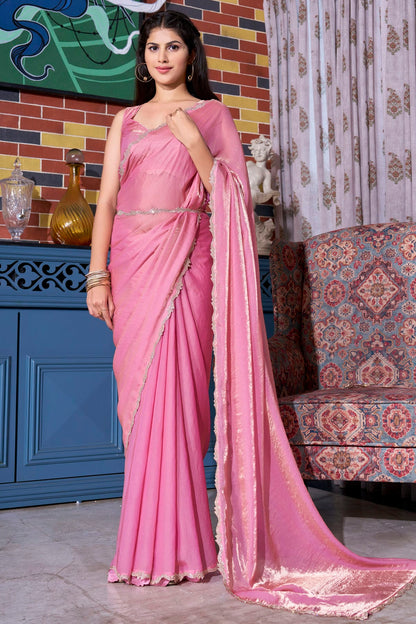 Pink Colour Silk Designer Saree