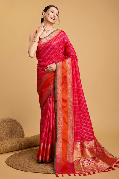 Pink Colour Silk Saree