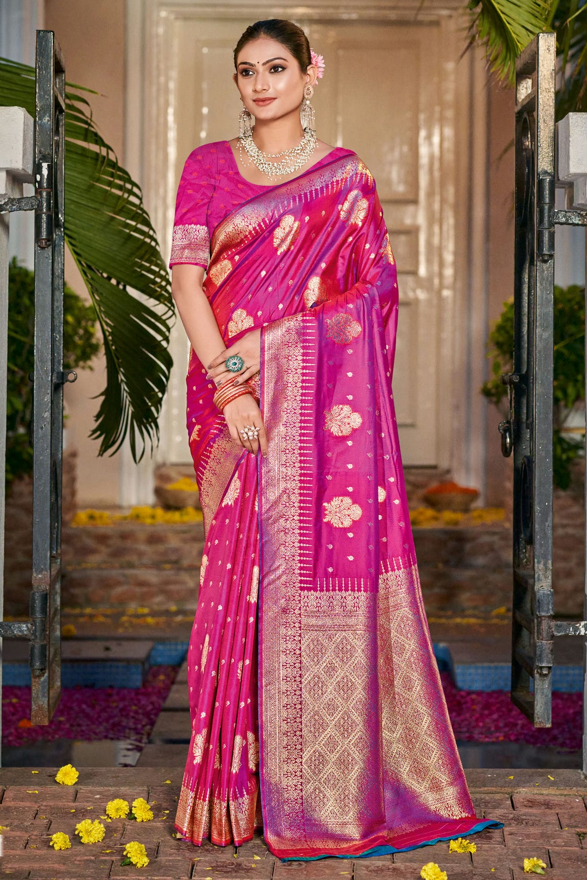 Pink Colour Silk Traditional Saree