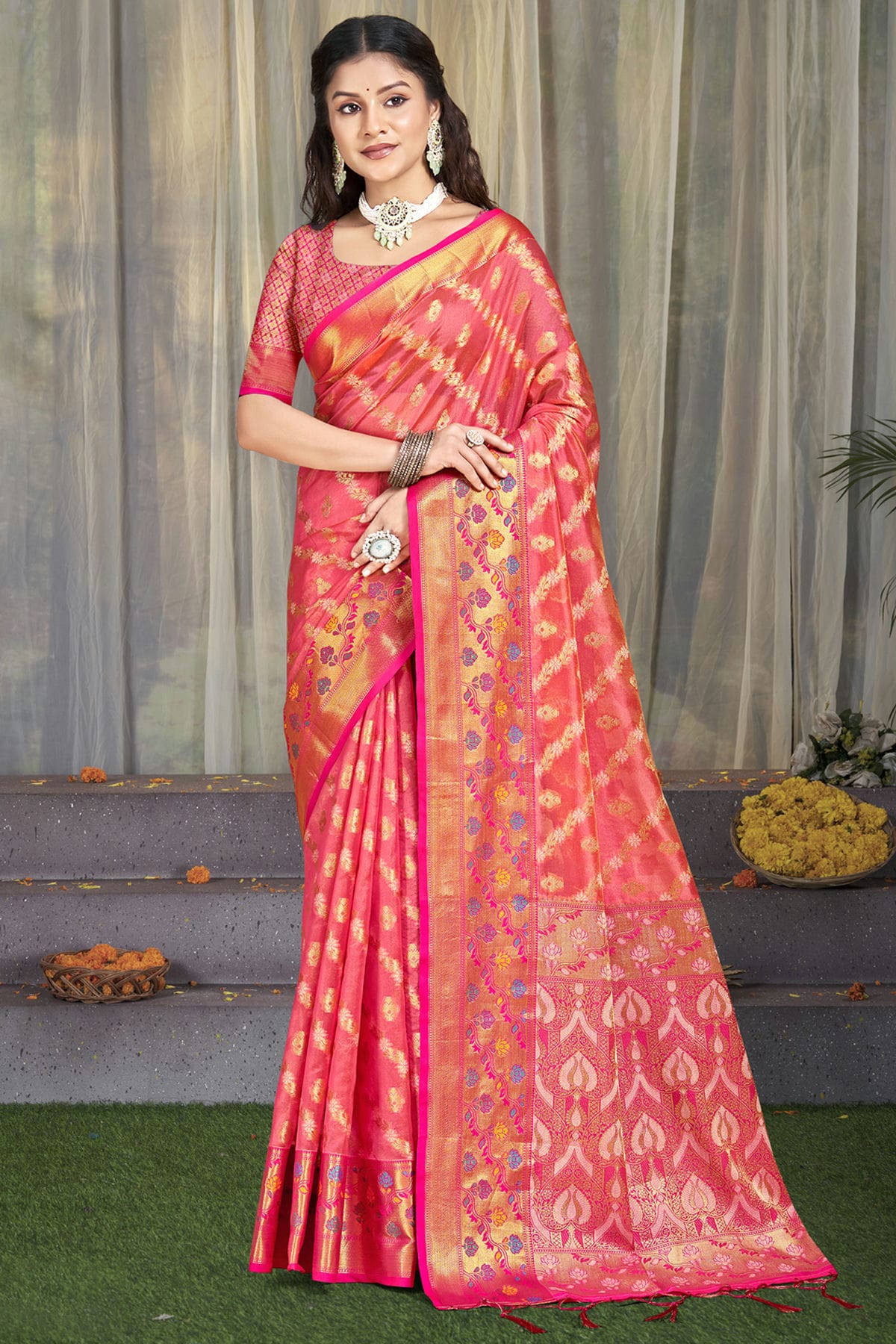 Pink Colour Silk Traditional Saree