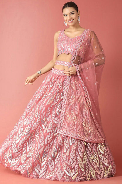 Pink Colour Soft Net Lehenga Choli