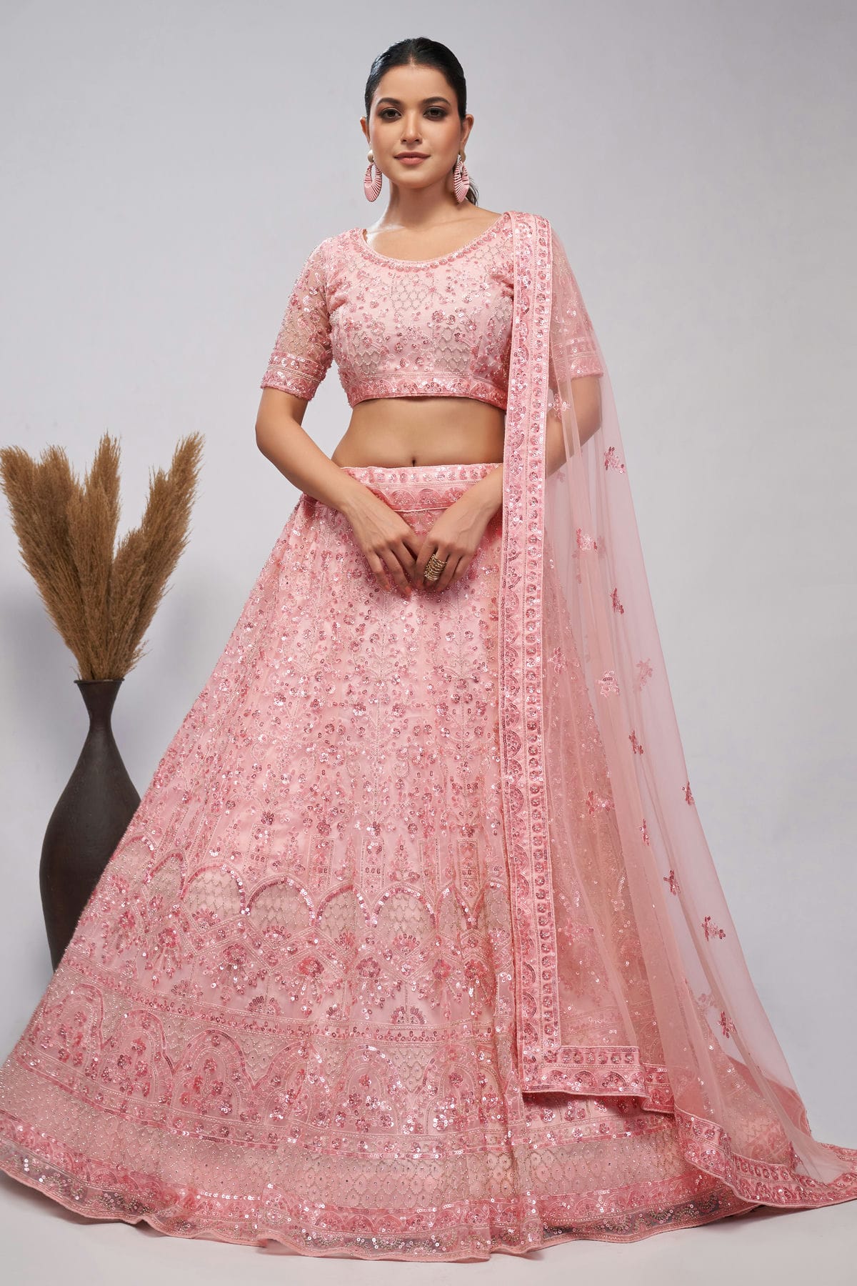 Pink Colour Soft Net Lehenga Choli