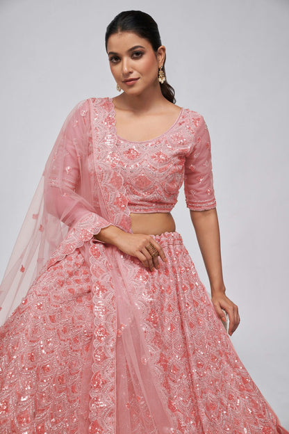 Pink Colour Soft Net Lehenga Choli