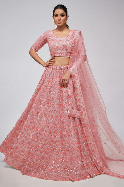 Pink Colour Soft Net Lehenga Choli