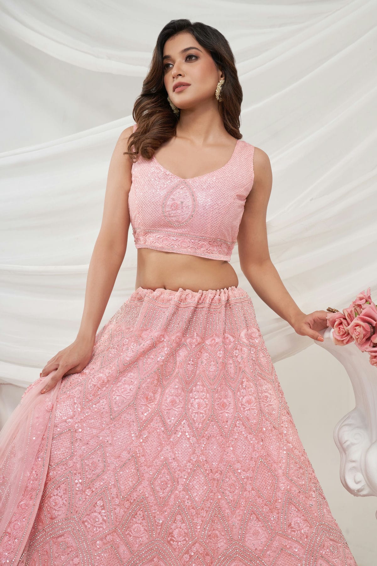 Pink Colour Soft Net Lehenga Choli