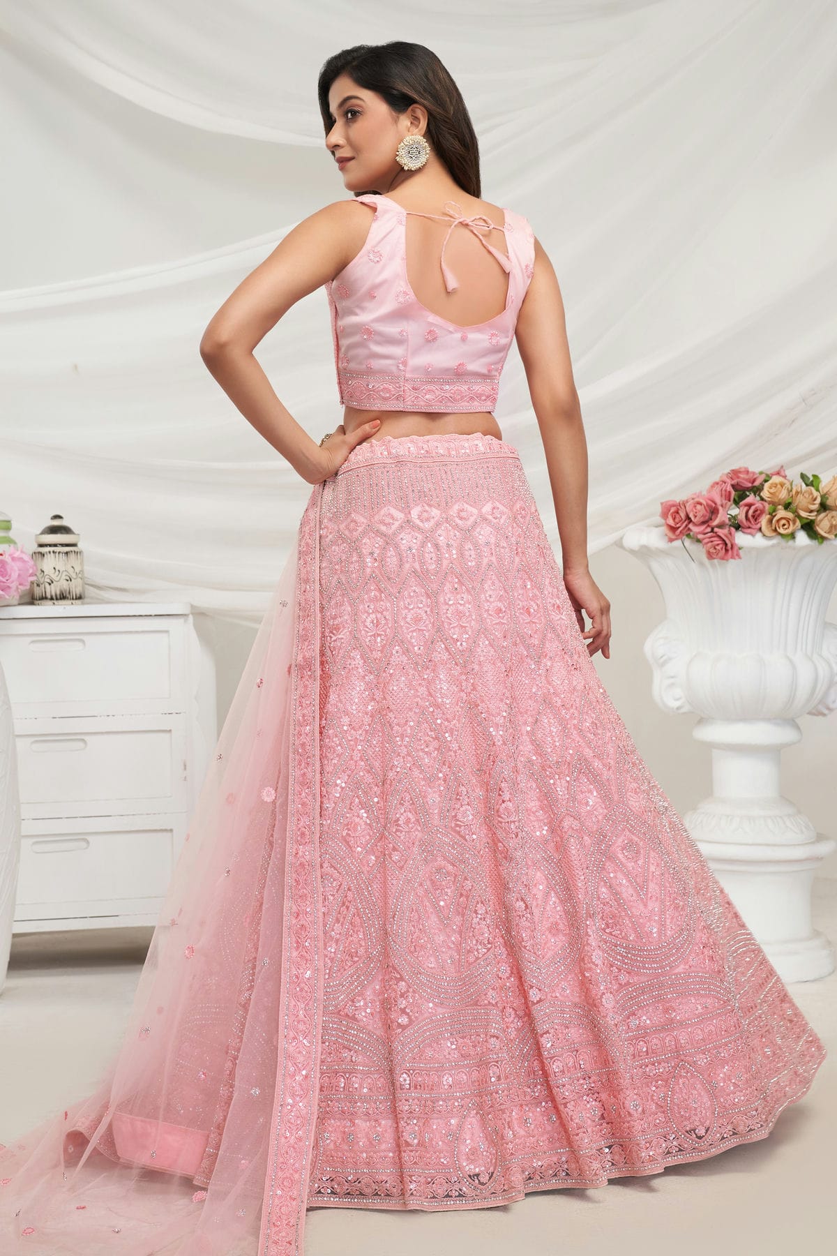 Pink Colour Soft Net Lehenga Choli