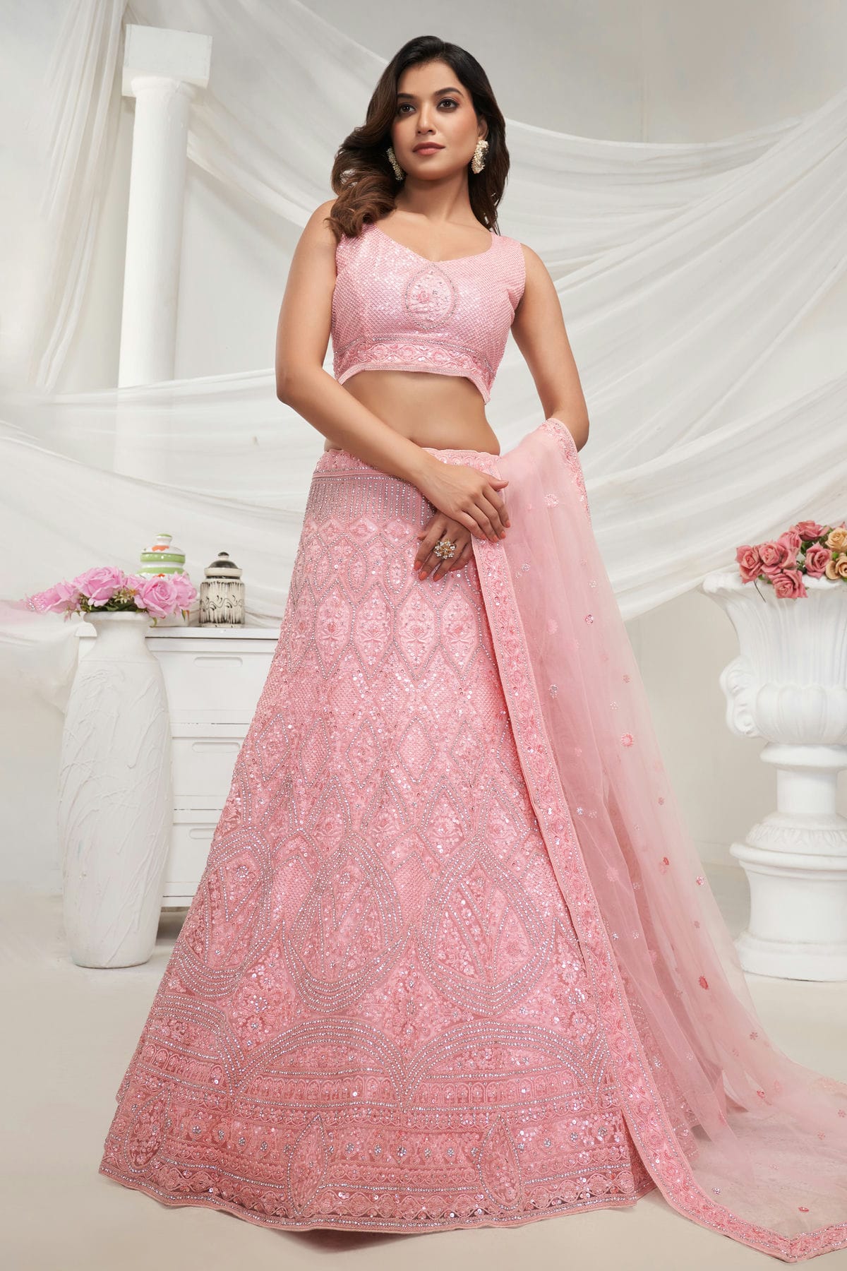 Pink Colour Soft Net Lehenga Choli