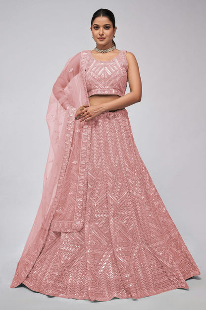 Pink Colour Soft Net Lehenga Choli