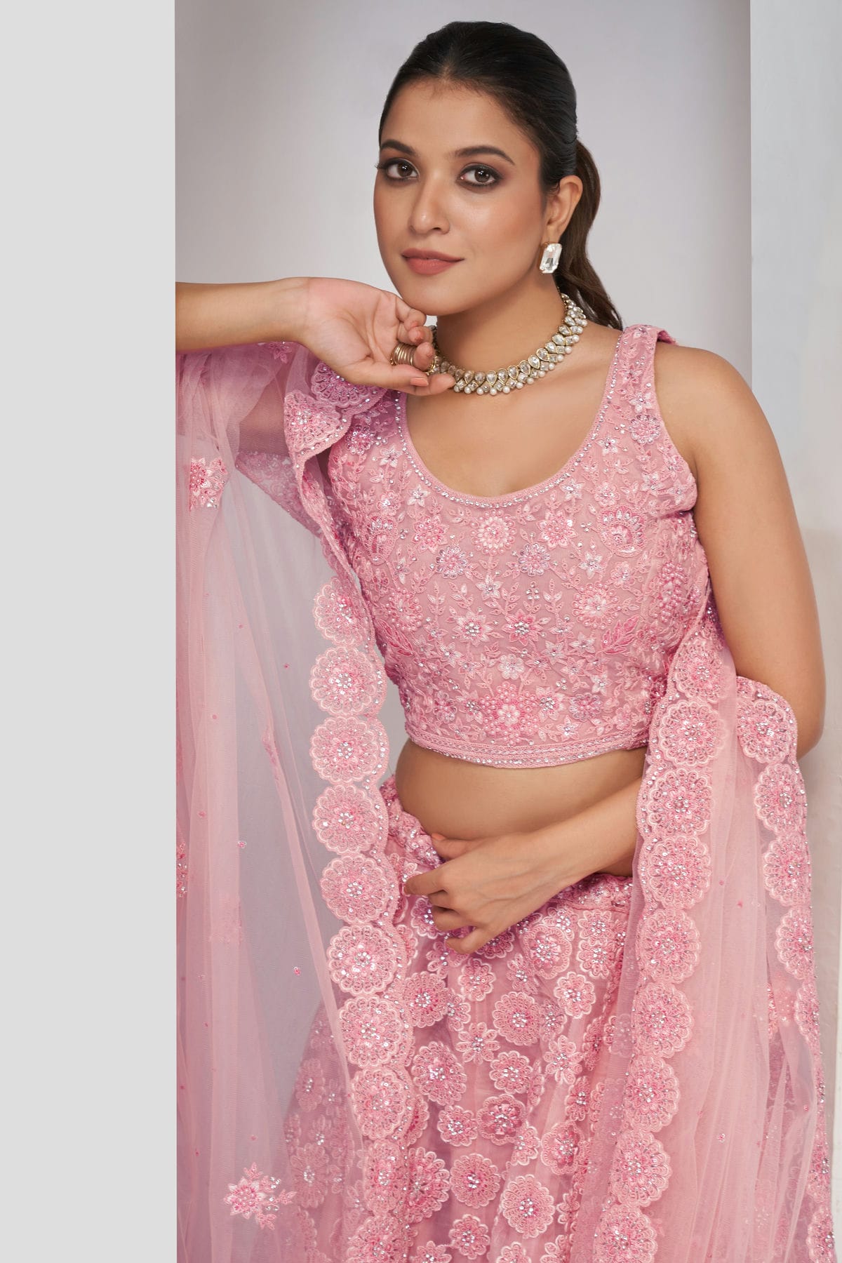 Pink Colour Soft Net Lehenga Choli