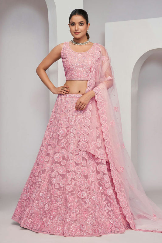 Pink Colour Soft Net Lehenga Choli