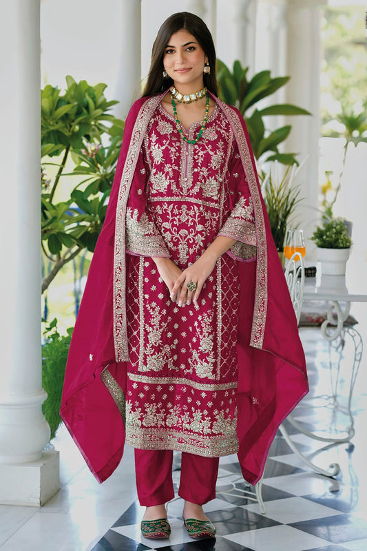 Pink Colour Soft Organza Readymade Pakistani Suit