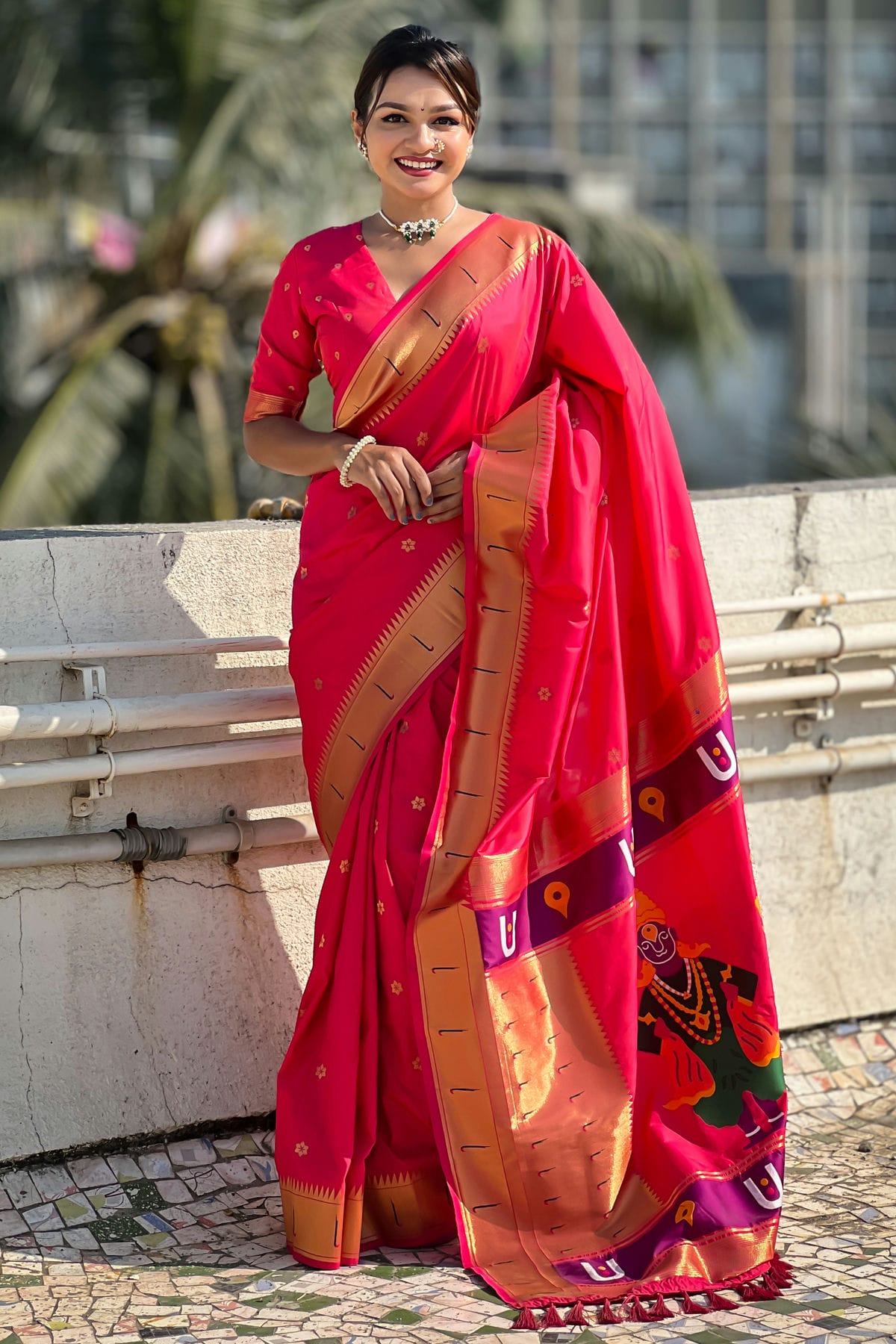 Pink Colour Soft Silk Paithani Saree