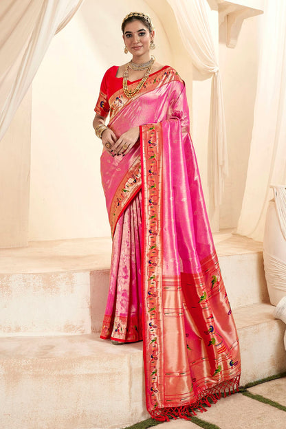 Pink Colour Soft Tissue Silk Saree