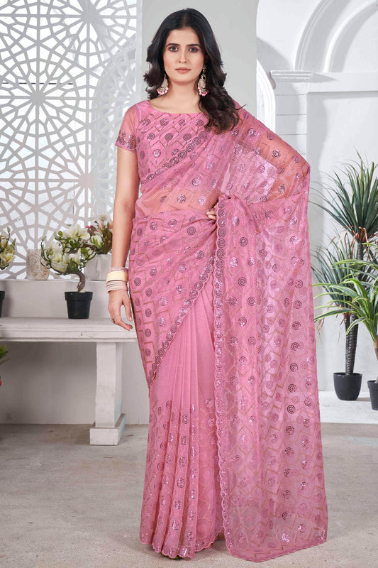 Pink-Colour-Tissue-Net-Designer-Saree-VSSD1112569