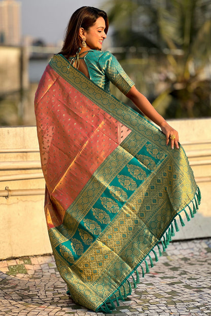 Pink Colour Tussar Silk Traditional Saree