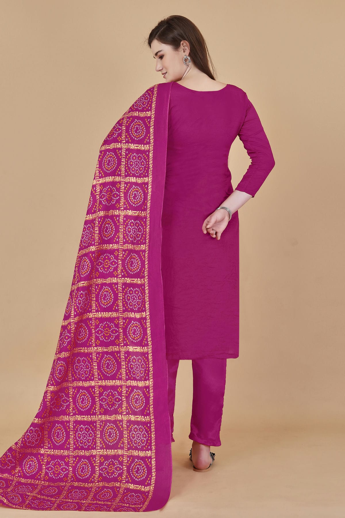 Pink Colour Unstitched Banarasi Jacquard Fabric Straight Suit