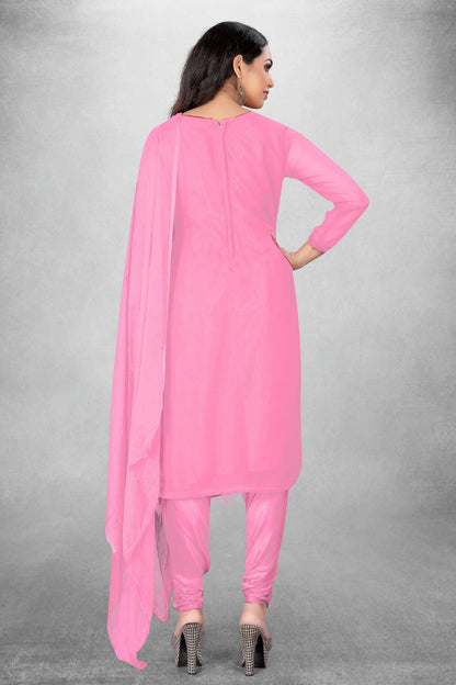 Pink Colour Unstitched Georgette Churidar Suit