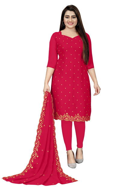 Pink Colour Unstitched Georgette Straight Suit