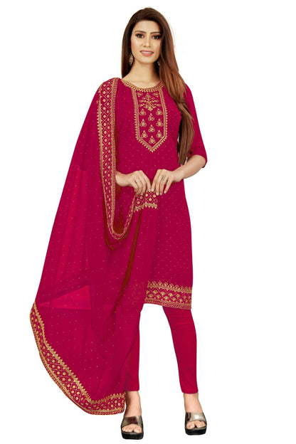 Pink Colour Unstitched Georgette Straight Suit