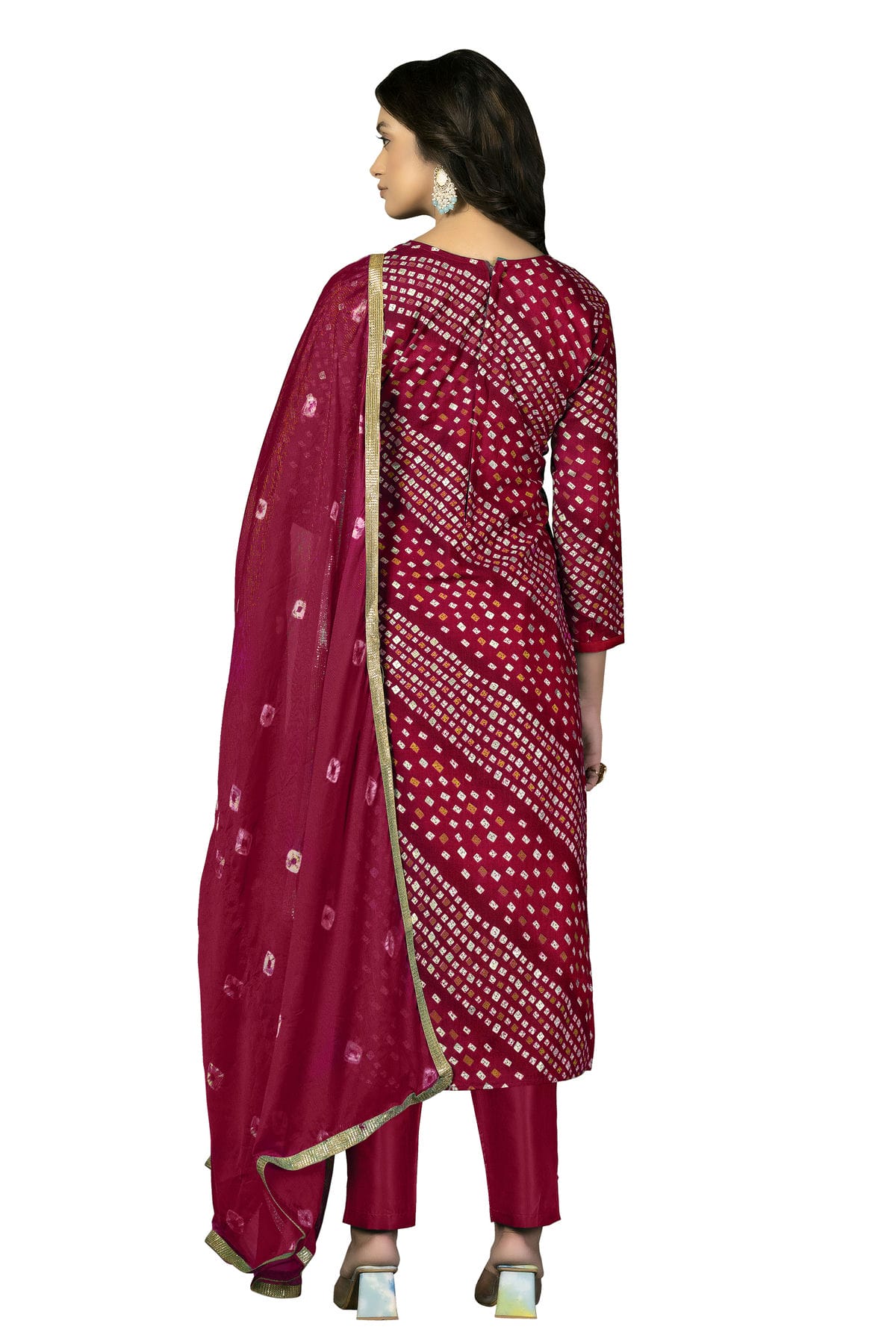 Pink Colour Unstitched Jam Cotton Fabric Straight Suit